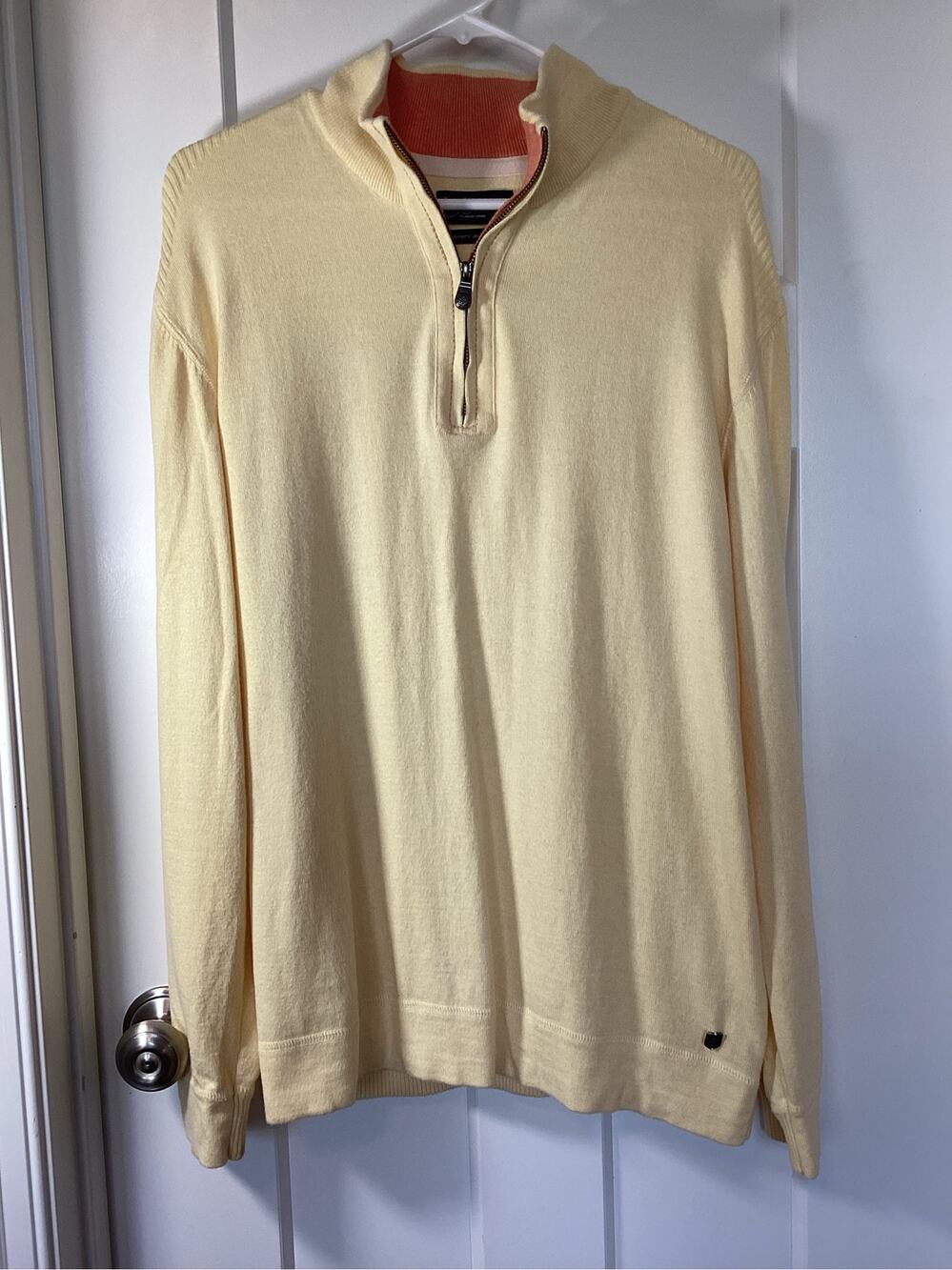 Nat Nast Men's "Luxury Originals" Quarter-Zip Pullover Sweater Cream Size Medium